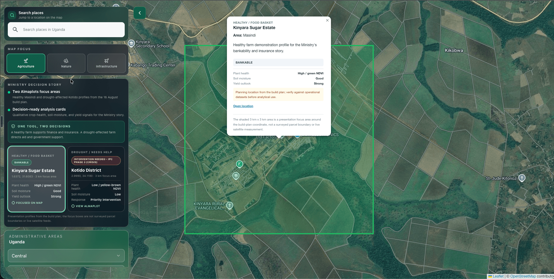 Alma map interface for government agriculture decision support