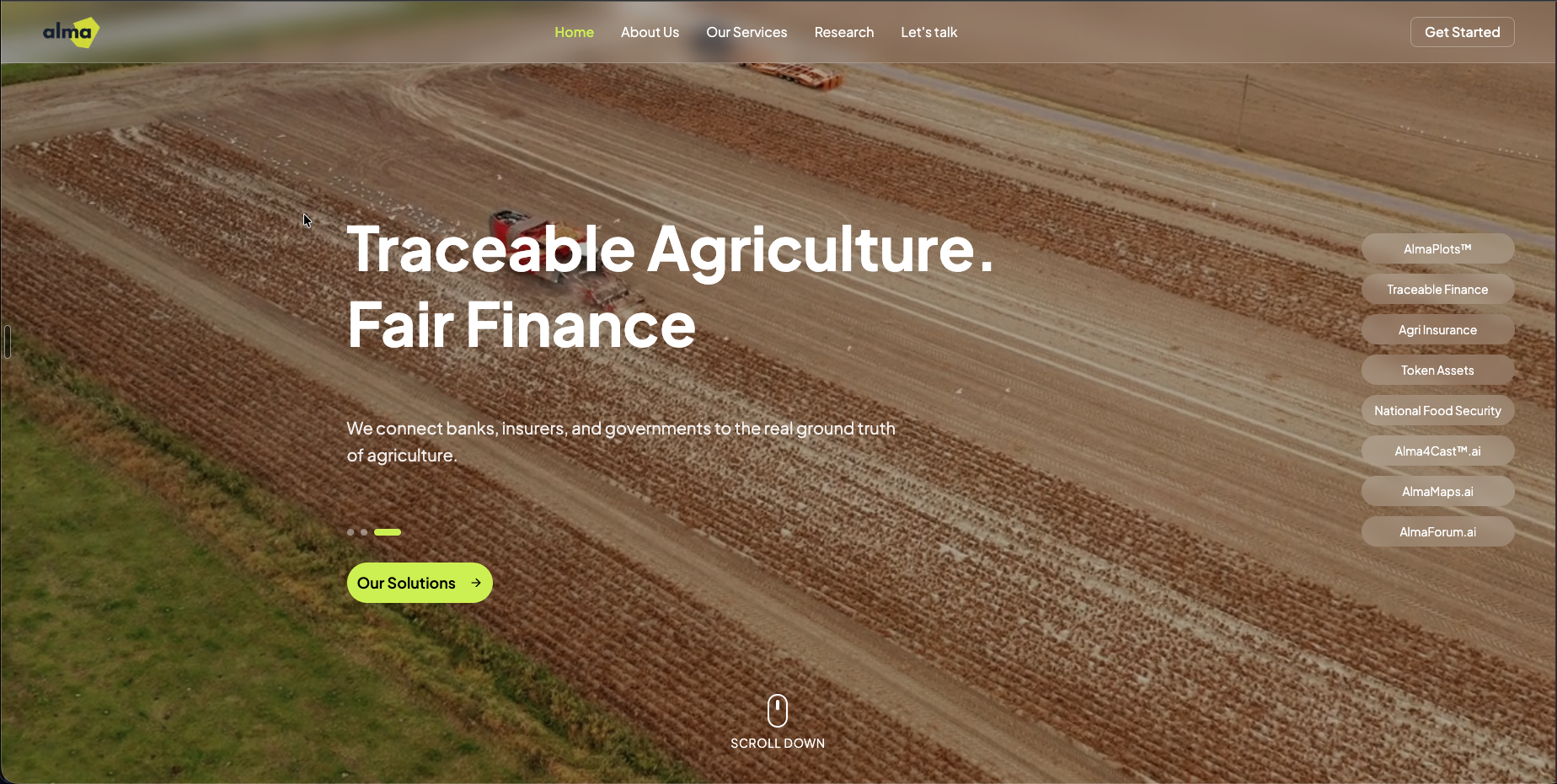 موقع Alma Harvest للزراعة القابلة للتتبع والتمويل العادل